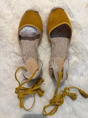 J. Crew Dark Yellow Espadrille Lace-Up Flats